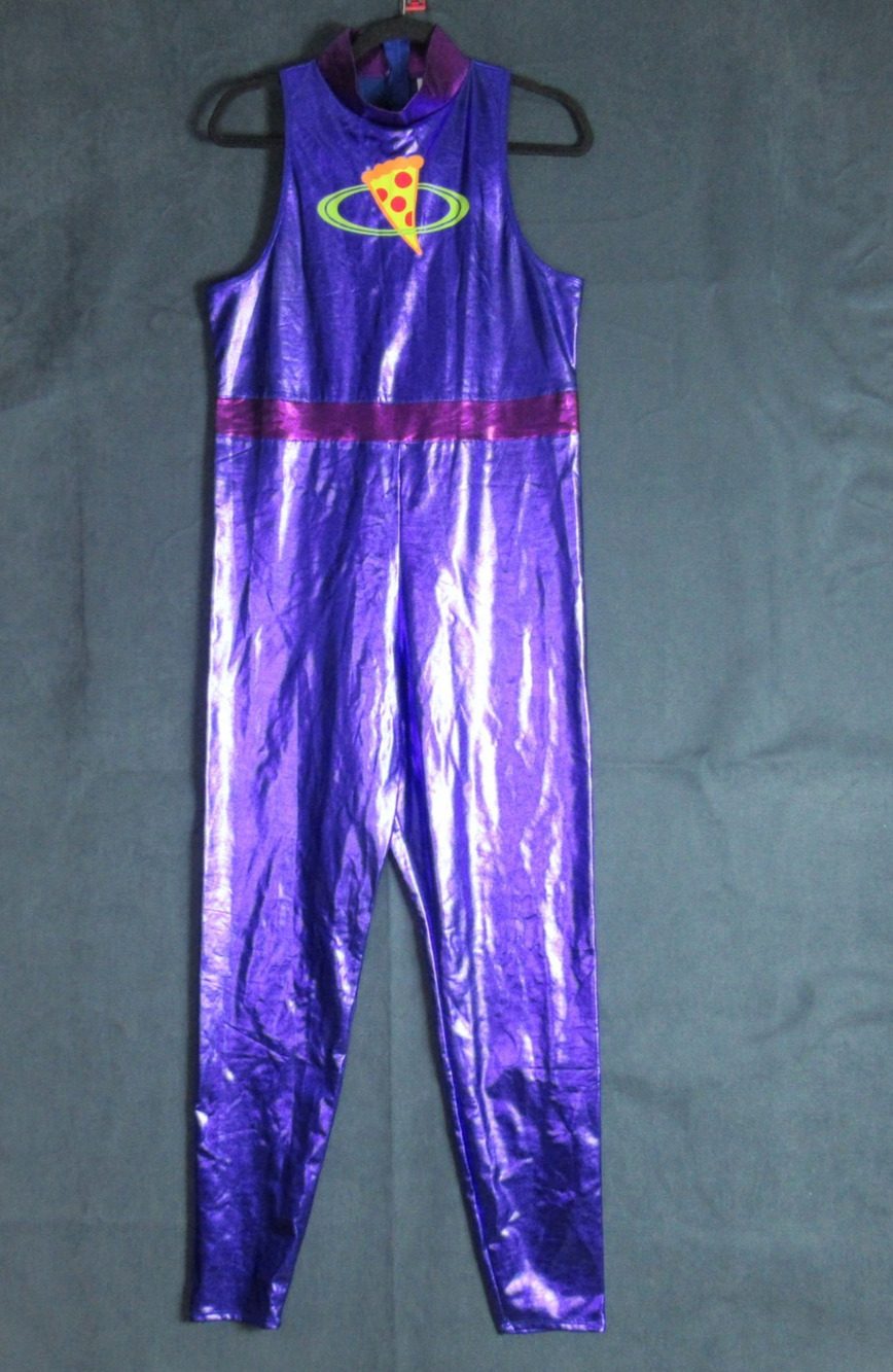 Forplay Jumpsuit Costume 1X/2X Purple Metallic Planet Of Pizza Character NWT